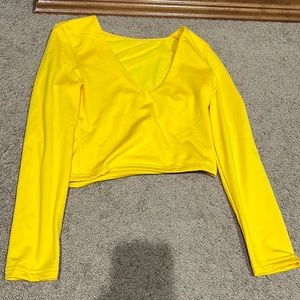 long sleeve yellow top with soft material on the inside
